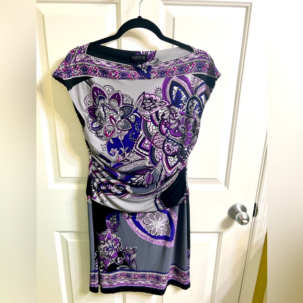 Purple Floral Printed Dress-Size 8